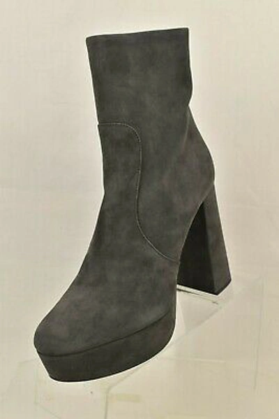 Pre-owned Prada 1tp221 Gray Suede Short Platform Ankle Classic Zip Boots 39 $975 Italy