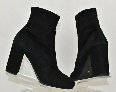 Pre-owned Prada 1t193f Black Suede Short Ankle Zipper Classic Pumps Boots 40 $975 Italy
