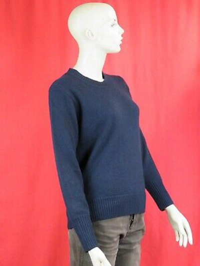 Pre-owned Burberry Bradgate Blue Knit Cashmere Embroidered Knight Logo Sweater S