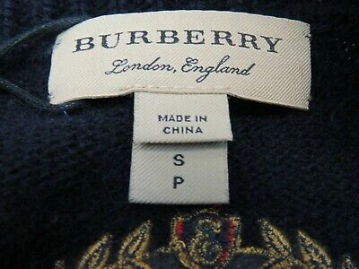 Pre-owned Burberry Bradgate Blue Knit Cashmere Embroidered Knight Logo Sweater S