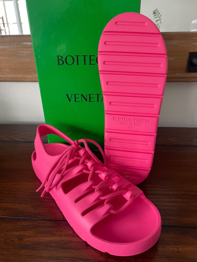 Pre-owned Bottega Veneta Men's 667220 Red/pink Lace-up Open Sandals Shoe, Sz 39, 40, 41
