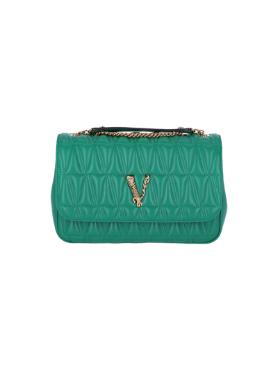 Shop Versace 'virtus' Shoulder Bag In Green