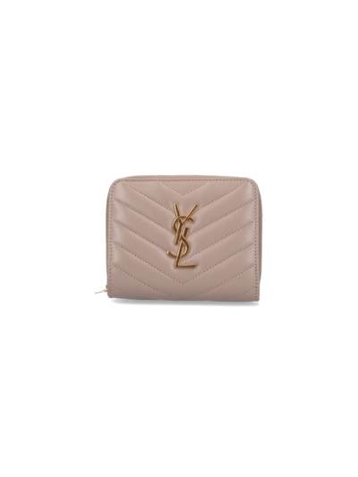 Shop Saint Laurent 'cassandre' Zip Wallet In Pink