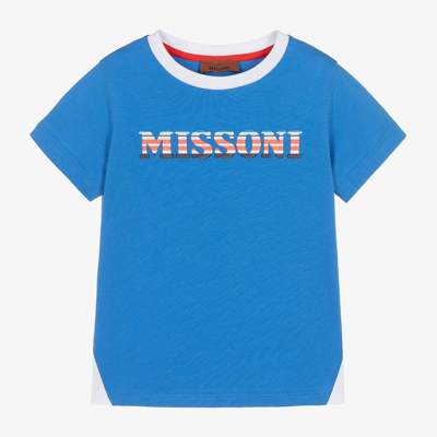 Shop Missoni Boys Blue Organic Cotton T-shirt
