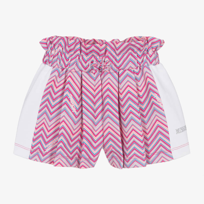 Shop Missoni Girls Pink & White Cotton Zigzag Shorts