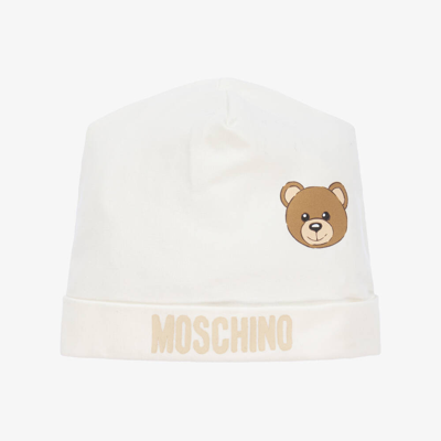 Shop Moschino Baby Ivory Cotton Baby Hat