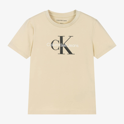 Shop Calvin Klein Beige Cotton T-shirt