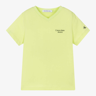 Shop Calvin Klein Boys Green Cotton T-shirt