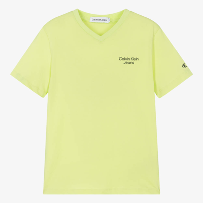 Shop Calvin Klein Teen Boys Green Cotton T-shirt