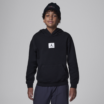 Shop Jordan Flight Fleece Big Kids' Pullover Hoodie In Black