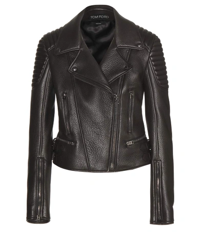 Shop Tom Ford Leather Biker Jacket In Brown