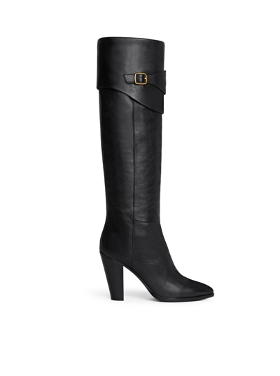 Shop Celine Wiltern Riding Boot With Triomphe Logo In Calf Leather In Black