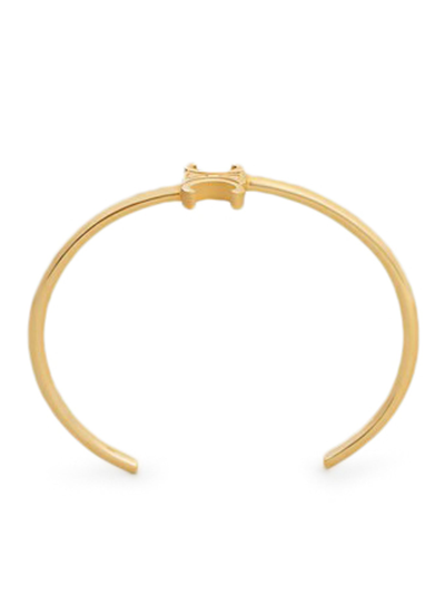 Shop Celine Triomphe Asymmetric Rigid Bracelet In Brass Gold Finish In Metallic