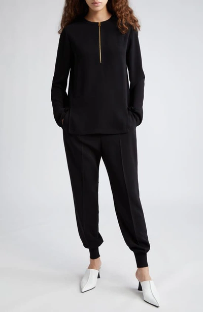 Stella Mccartney Iconic Knit Half Zip Top In Black