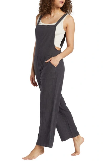 Billabong Pacific Time Cotton Gauze Jumpsuit In Black Sands