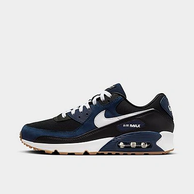 Nike Mens Midnight Navy White Blac Air Max 90 Mesh And Leather Low-top Trainers In Midnight Navy/white/black/gum Med Brown