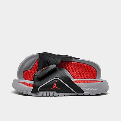 Shop Nike Jordan Boys' Big Kids' Jordan Hydro 4 Retro Slide Sandals In Black/cement Grey/fire Red