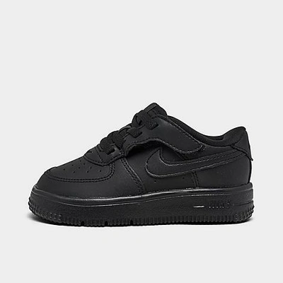 Shop Nike Kids' Toddler Force 1 Low Easyon Stretch Lace Casual Shoes (4c-7c) In Black/black/black