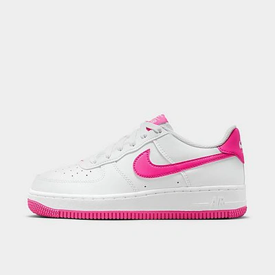 Shop Nike Big Kids' Air Force 1 Low Casual Shoes In White/laser Fuchsia