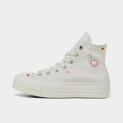 Shop Converse Women's Chuck Taylor All Star Lift Platform Leather Hike High Top Casual Shoes In Egret/fever Dream/egret