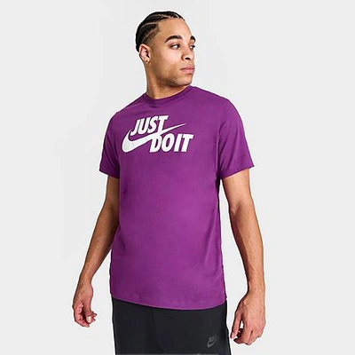 Shop Nike Men's Sportswear Just Do It Swoosh T-shirt In Viotech