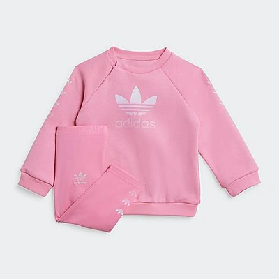 Shop Adidas Originals Adidas Girls' Infant Originals Crewneck Sweatshirt And Leggings Set In Bliss Pink