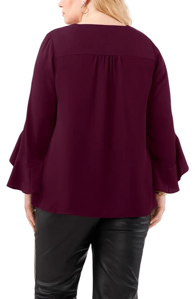 Vince Camuto Flutter Sleeve Crossover Georgette Tunic Top In Pickled Beet