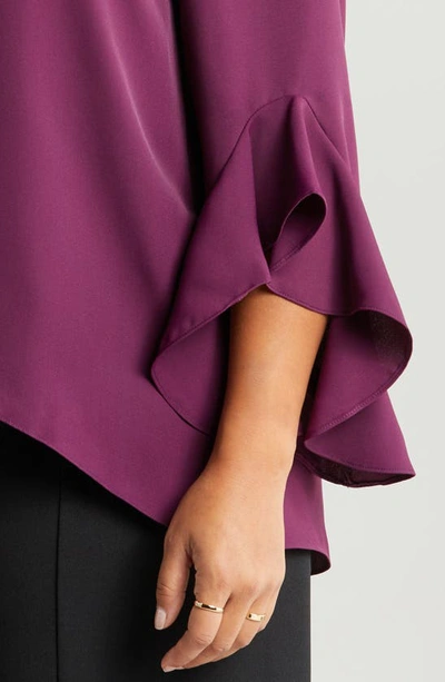Vince Camuto Flutter Sleeve Crossover Georgette Tunic Top In Pickled Beet