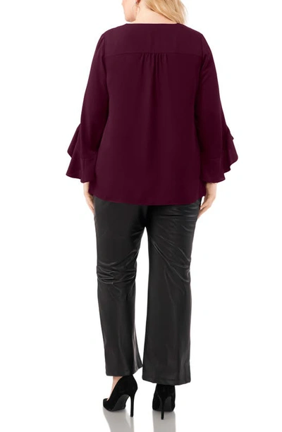 Vince Camuto Flutter Sleeve Crossover Georgette Tunic Top In Pickled Beet