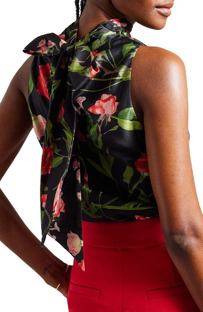 Shop Ted Baker Raeven Floral Sleeveless Top In Black