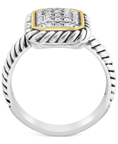 Effy Collection Effy Diamond Rectangular Cluster Ring (1/8 Ct. T.w.) In Sterling Silver & 18k Gold-plate In Sterling Silver