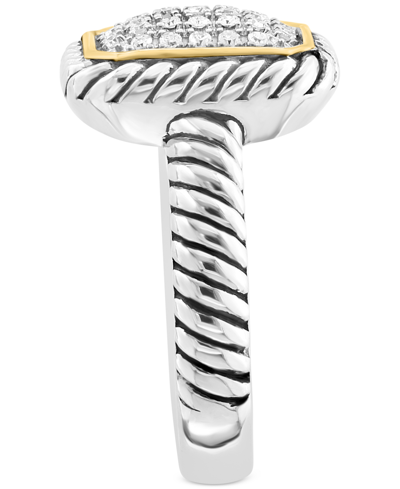 Effy Collection Effy Diamond Rectangular Cluster Ring (1/8 Ct. T.w.) In Sterling Silver & 18k Gold-plate In Sterling Silver