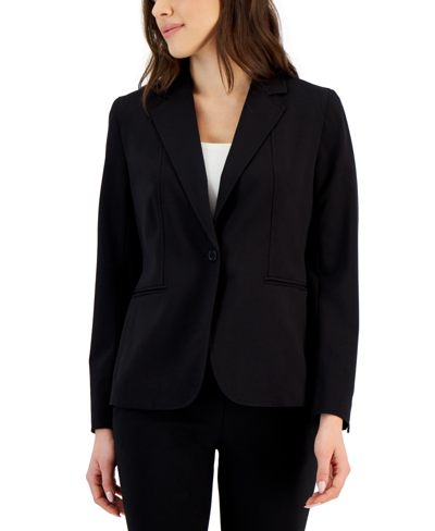 Anne Klein Petite Notched Collar One-button Blazer In Anne Black