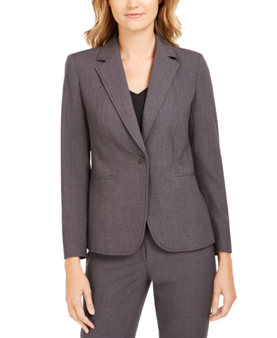 Anne Klein Petite Notched Collar One-button Blazer In Anne Black
