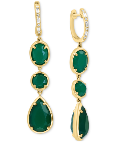 Shop Effy Collection Effy Green Onyx & Diamond (1/10 Ct. T.w.) Drop Earrings In 14k Gold