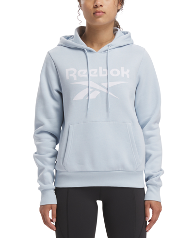 Shop Reebok Women's Fleece Big Logo Hoodie In Feel Good Blue F-r