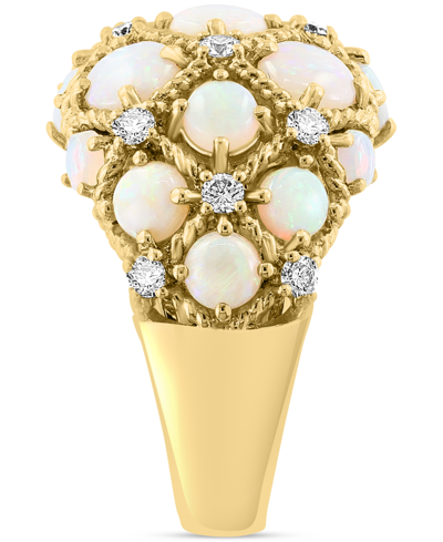 Effy Collection Effy Opal (5-5/8 Ct. T.w.) & Diamond (1/2 Ct. T.w.) Lattice Cluster Ring In 14k Gold In Yellow Gold