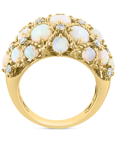 Effy Collection Effy Opal (5-5/8 Ct. T.w.) & Diamond (1/2 Ct. T.w.) Lattice Cluster Ring In 14k Gold In Yellow Gold