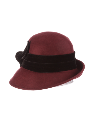 Dorfman Pacific Scala Women's Adjustable Wool Felt Cloche With Velvet Bow In Black