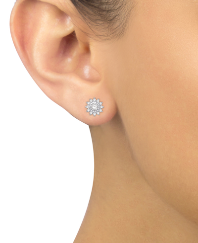 Shop Macy's Diamond Sunburst Stud Earrings (1/4 Ct. T.w.) In 10k White Gold