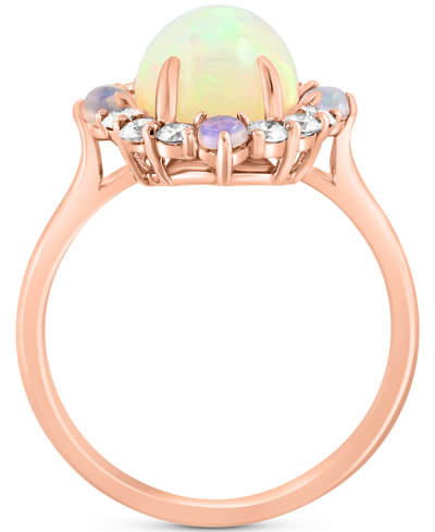 Shop Effy Collection Effy Ethiopian Opal (2-1/8 Ct. T.w.) & Diamond (1/3 Ct. T.w.) Halo Ring In 14k Rose Gold