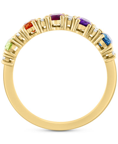 Shop Effy Collection Effy Multi-gemstone (1 Ct. T.w.) & Diamond (1/6 Ct. T.w.) Five Stone Ring In 14k Gold In Yellow Gold