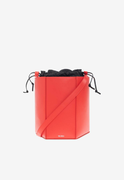 Shop Attico 11am Leather Bucket Bag In Red