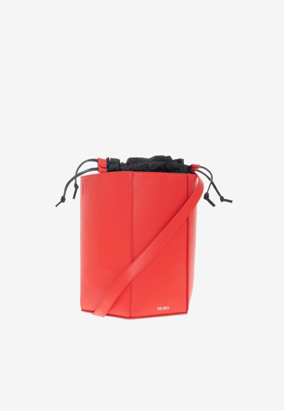 Shop Attico 11am Leather Bucket Bag In Red