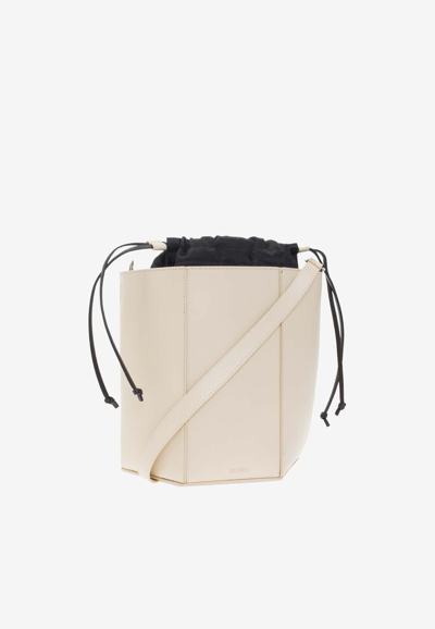 Shop Attico 11am Leather Bucket Bag In Cream