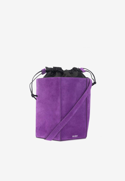Shop Attico 11am Suede Bucket Bag In Purple