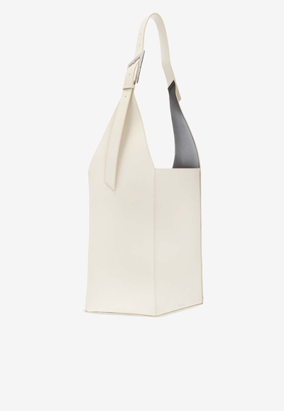 Shop Attico 12pm Logo-printed Tote Bag In Cream