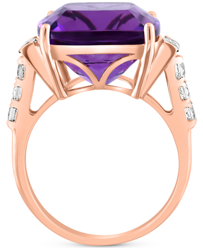 Shop Effy Collection Effy Amethyst (7 Ct. T.w.) & White Sapphire (4-3/4 Ct. T.w.) Statement Ring In 14k Rose Gold