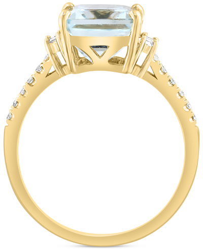 Shop Effy Collection Effy Aquamarine (3-1/2 Ct. T.w.) & Diamond (1/6 Ct. T.w.) Ring In 14k Gold In Yellow Gold