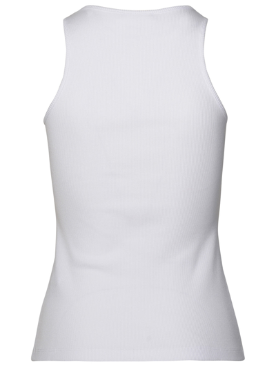 Blumarine Logo-brooch Ribbed Tank Top In White